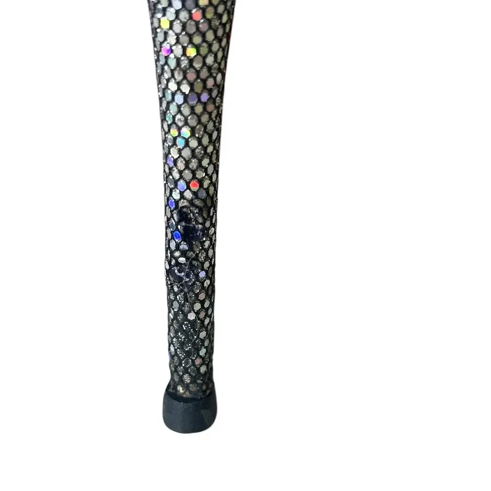 Christian Louboutin Silver Holographic Glitter Mesh Pointed Toe Pumps - 37.5